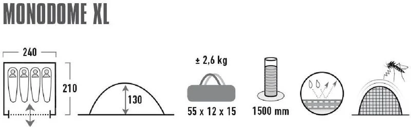 High Peak Monodome XL Koepeltent - 4 Persoons - Pearl - Afbeelding 3