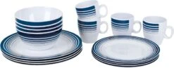 Bo-Camp Melamine Serviesset - 16-delig - Wit/Blauw